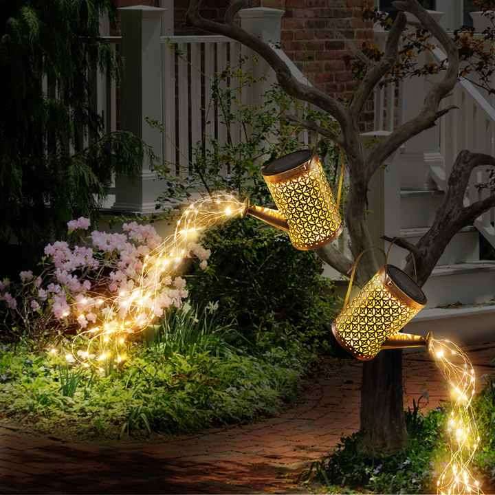 Watering Can Light With Hook Holder for Garden Outdoor Landscape Holiday Solar Garden Lights