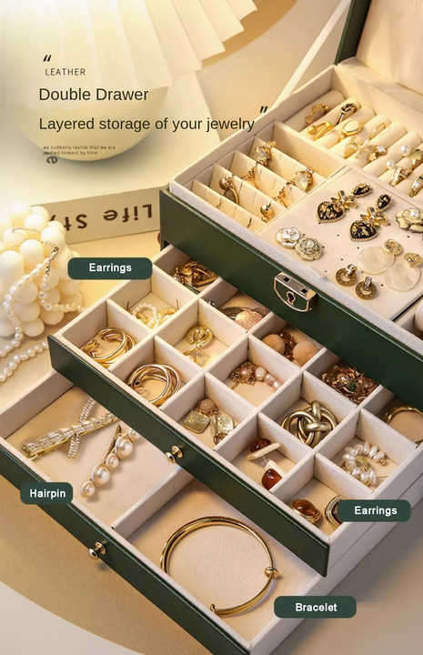Luxury Ring Necklace Jewelry Boxes Packaging Case PU Leather Earring for Storage Jewellery Box Organ