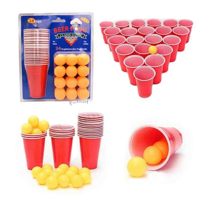 Custom Reusable Interactive Floating 16oz Beer Pong Balls Cups Mug Sets Table Accessories Toys for A