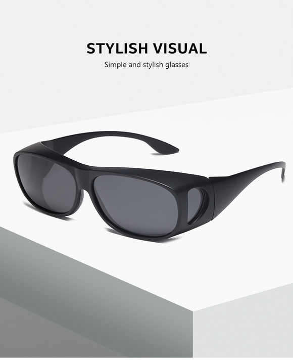 Sunglasses Retro Night Vision Square Shades UV400 for Fishing Driving Unisex Black Red