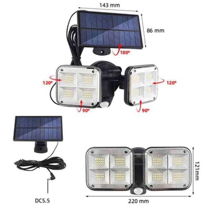 IP65 Remote Control Motion Sensor 270 Degree Security Illumination 3 Adjustable Heads LED Flood Sola