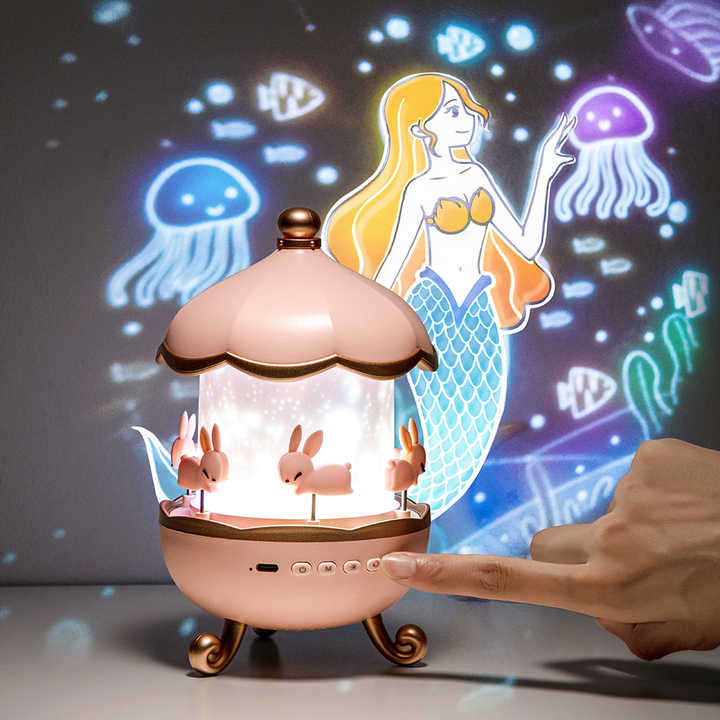 12 Films Projector Carousel Decoration Rotary Kindergarten LED Baby Light Kids Bedroom Music NightLi
