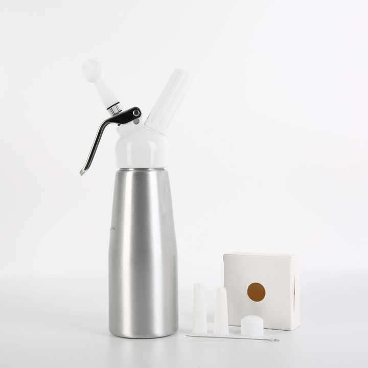 500mL Metal Whipped Cream Maker Dispenser with 3 Nozzles Ice Cream & Dessert Tools Cream Charger Can