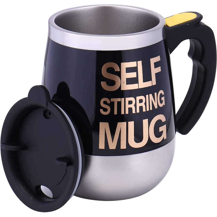 Stainless Steel Smart Automatic Mixing Cup 2 AA Batteries Magnetic Stirring Coffee Mug