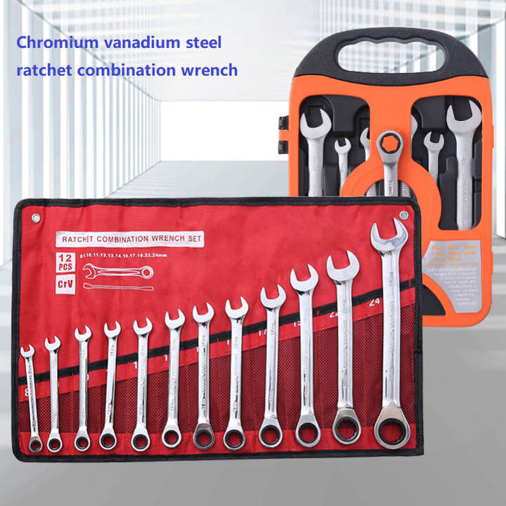 7-Piece Ratchet Wrenches Chrome Vanadium Steel Ratcheting Wrench Set