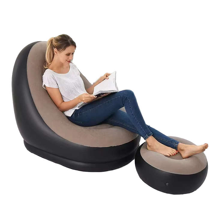 Round Inflatable Air Sofa Foldable and Portable with Reclining Feature for Home Use in Bedroom or Ou