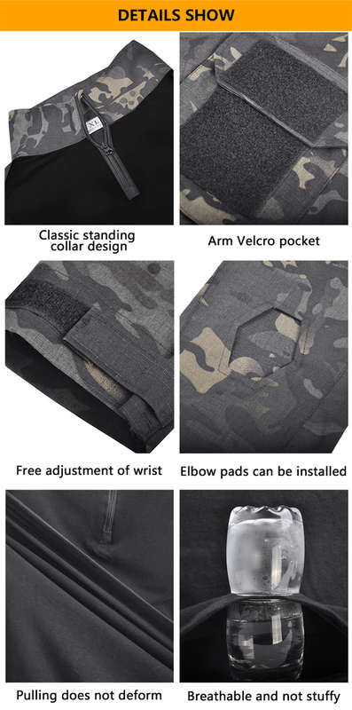 #9 -MultiColor Dark Black Camo Uniform Set + Removable Knee & Elbow Pads