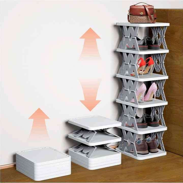 Narrow Shoe Organizer Shelf for Close Space Saving Large Capacity Foldable Shoe Rack