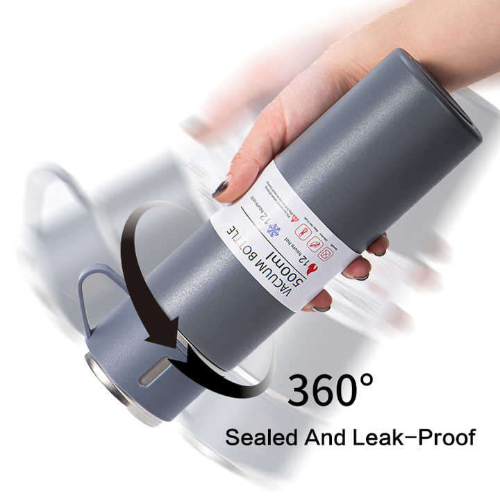 Travel Coffee Tea Thermos Vacuum Flask 500ml Stainless Steel Water Bottle Gift Set with 3 Lids