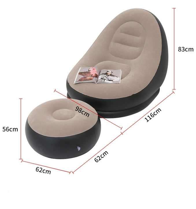 Round Inflatable Air Sofa Foldable and Portable with Reclining Feature for Home Use in Bedroom or Ou
