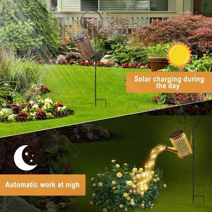 Watering Can Light With Hook Holder for Garden Outdoor Landscape Holiday Solar Garden Lights
