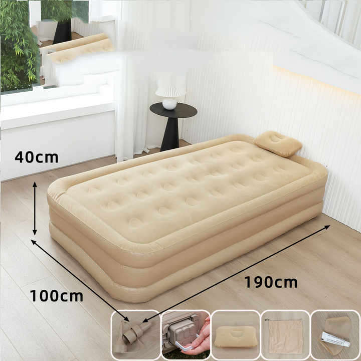 SINGLE air Mattress Flocking Pvc Inflatable Bed Built-in Pump Single and Double Automatic air Mattr