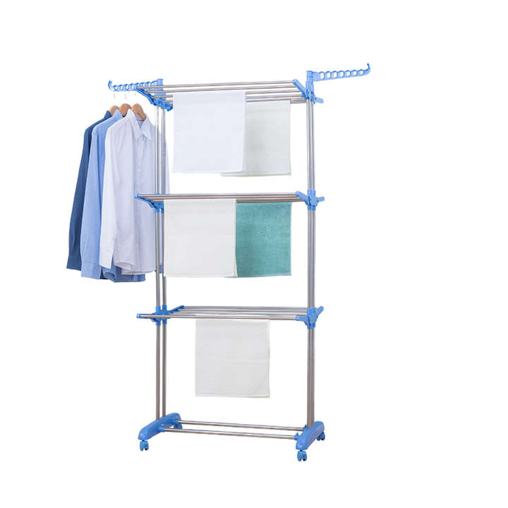 Removable Heavy Duty Metal 3-Layer Clothes Drying Rack Storage Folding Clothing Dryer