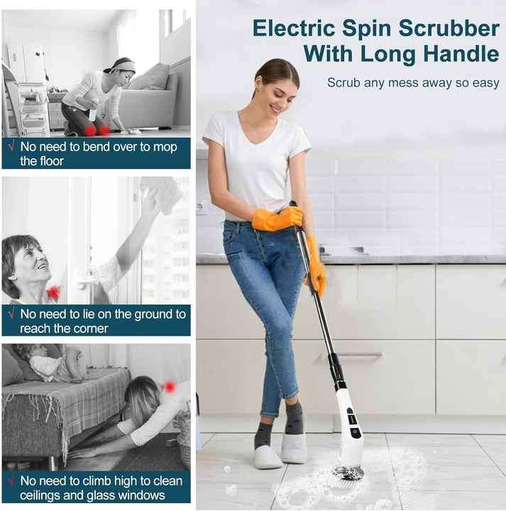 Spin Scrubber Detachable Kitchen Cleaning Tool Cordless 7-In-1 Home Multifunction Bathroom Cleaning