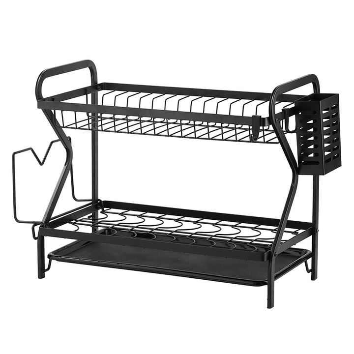 Dish Drainer Organizer Includes Removable Cutlery and Cup Holder for Kitchen