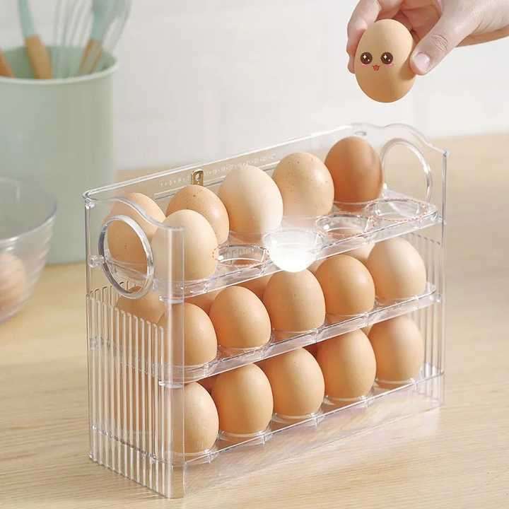 30 Eggs Flip Type Eggs Storage Rack Stand Holder for Refrigerator Organizer Box Egg Container Fresh