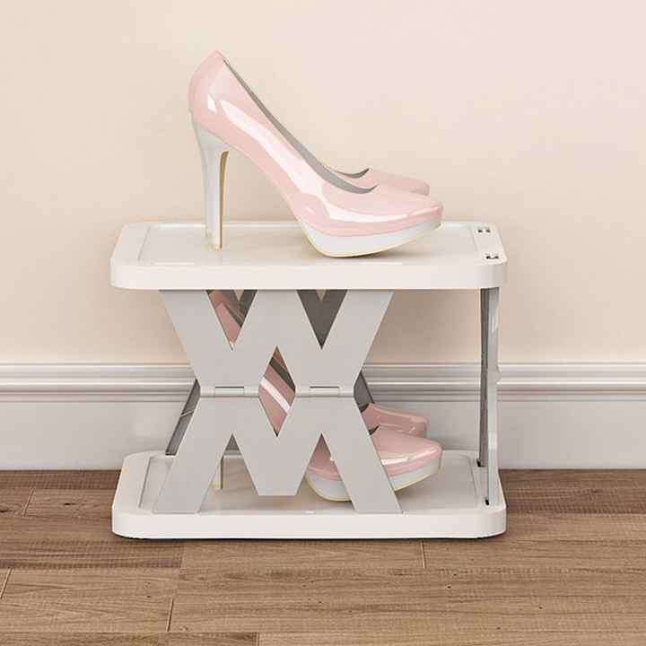 Narrow Shoe Organizer Shelf for Close Space Saving Large Capacity Foldable Shoe Rack