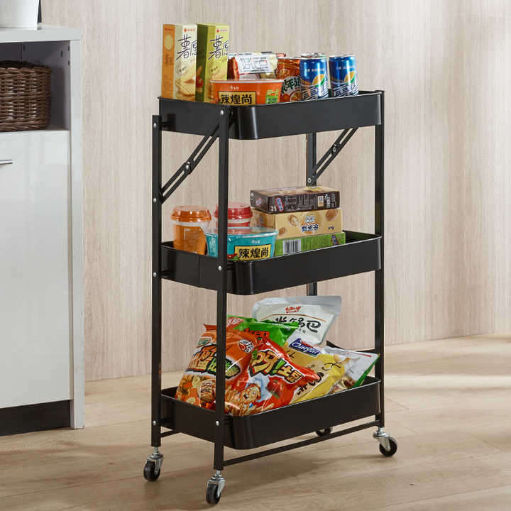 3 TIER FOLDABLE TROLLEY WITH WHEELS