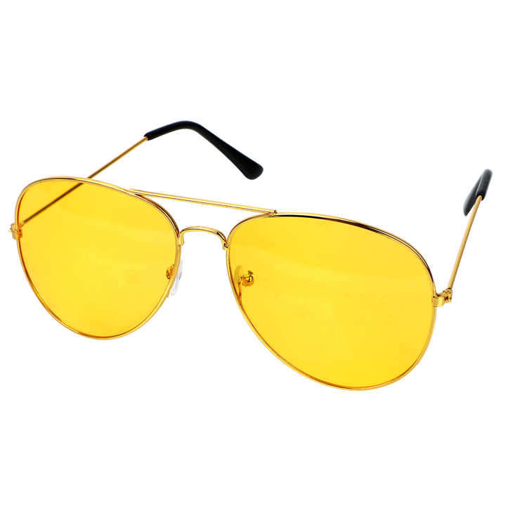 Car Drivers Alloy Night Vision Sunglasses Yellow Lens Anti-glare Night Driving Glasses