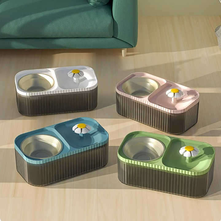 Cat Feeding Bowl Large Capacity Small Flower Water Dispenser Integrated Mobile Drinking Water Pet Su