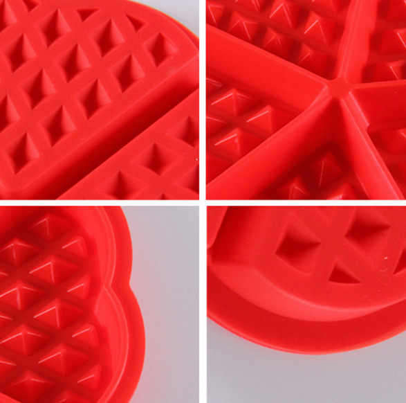 100% Food Grade Hot Sales 5 Heart-Shaped Silicone Round Shape Waffle Cake Mold