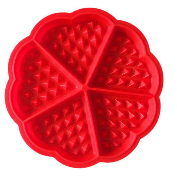 100% Food Grade Hot Sales 5 Heart-Shaped Silicone Round Shape Waffle Cake Mold