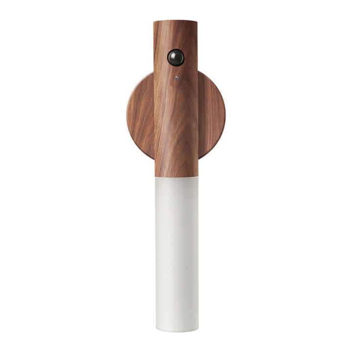 Auto Motion Sensor LED Night Light Intelligent Rechargeable Magnetic Wood Wall Kitchen Cabinet Lamp