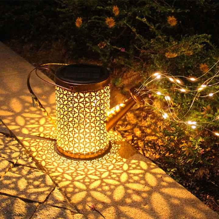 Watering Can Light With Hook Holder for Garden Outdoor Landscape Holiday Solar Garden Lights