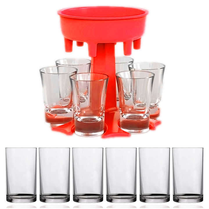 6 Shot Glass Dispenser Beer Wine Drinking Filling Liquids 6 Shot Dispenser