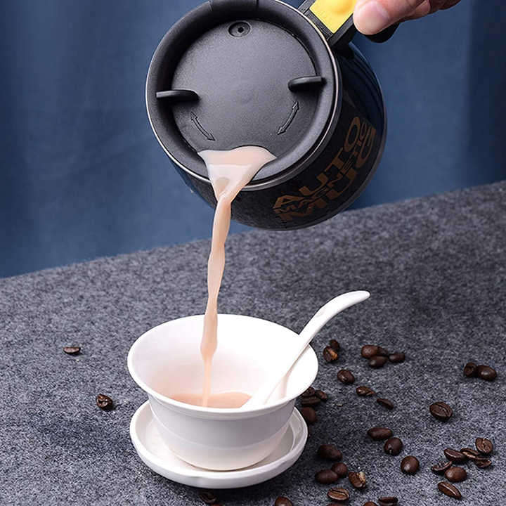 Stainless Steel Smart Automatic Mixing Cup 2 AA Batteries Magnetic Stirring Coffee Mug