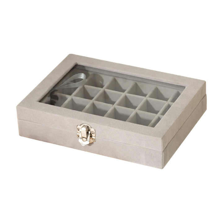 Velvet Transparent Glass Dustproof Rings Earrings Necklaces Jewelry Storage Jewelry Display Box