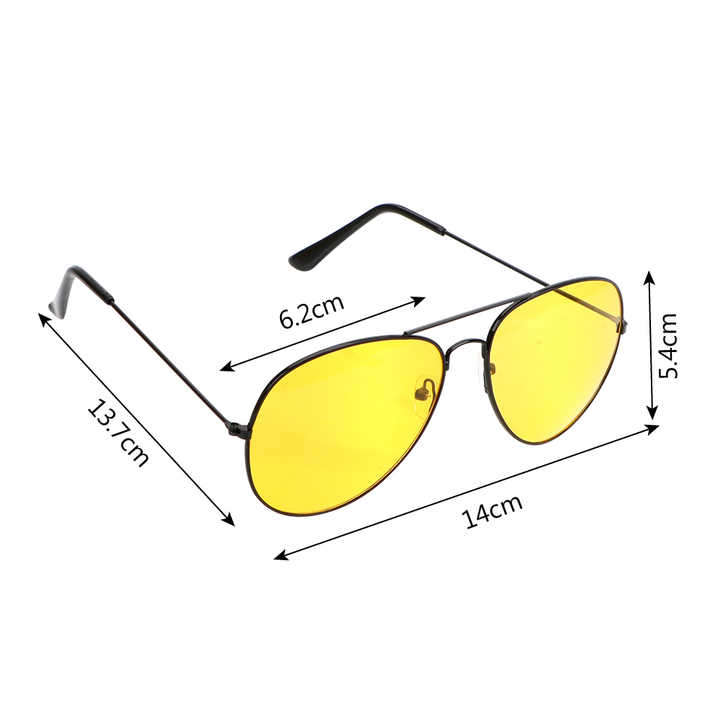 Car Drivers Alloy Night Vision Sunglasses Yellow Lens Anti-glare Night Driving Glasses