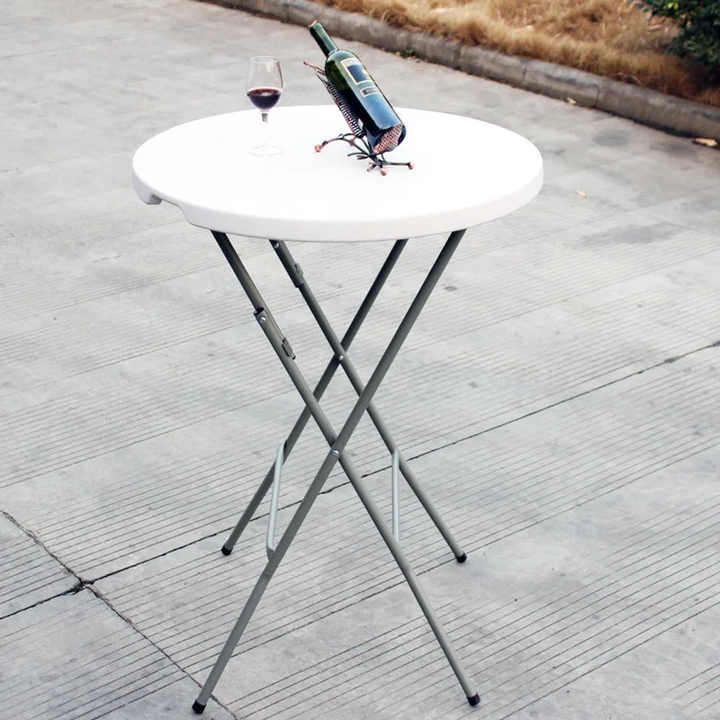 60CM Folding Bistro Table for Outdoor Garden Dining & Hotel Use Foldable Plastic High Bar Table for