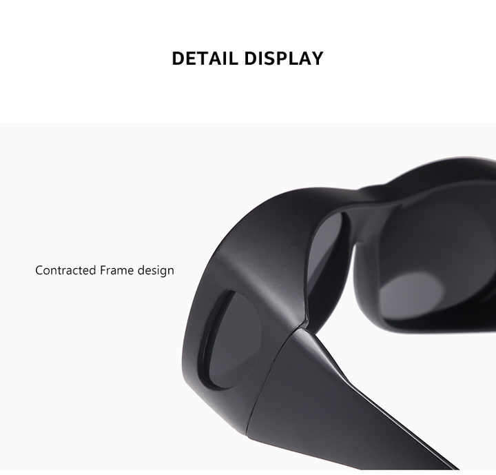 Sunglasses Retro Night Vision Square Shades UV400 for Fishing Driving Unisex Black Red