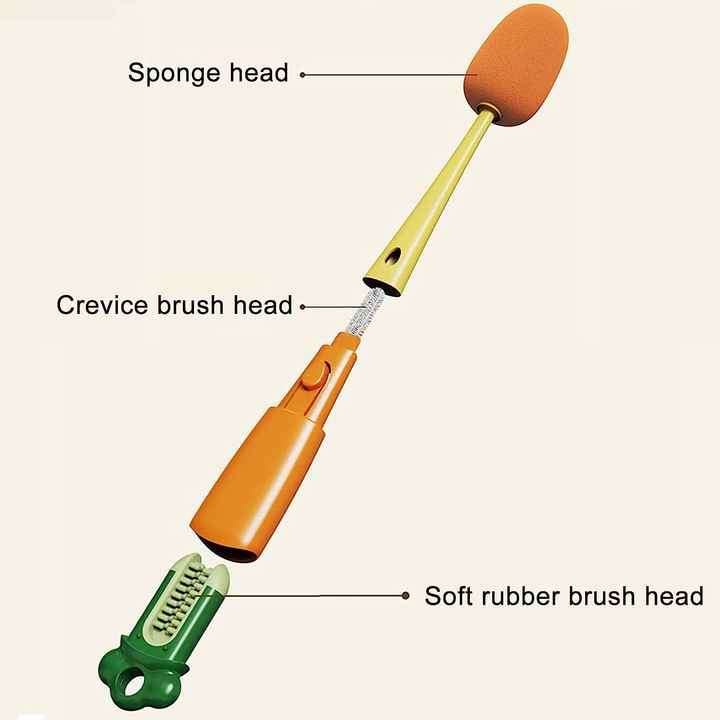 Multifunctional Sponge Long Handle Cup Brush 3in1 Cleaning Brush Cleaning Notches