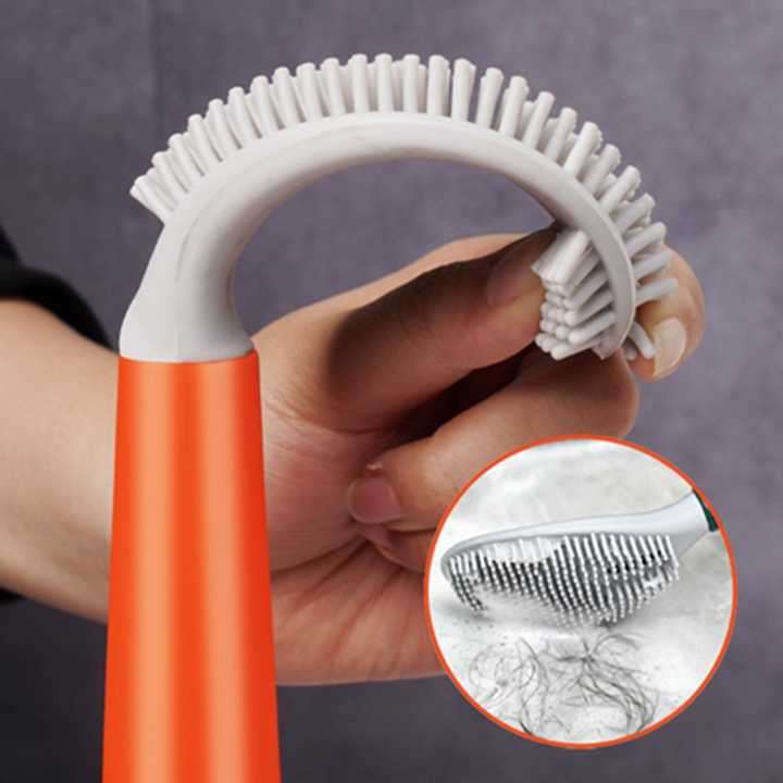 Silicone Toilet Bowl Brush Refillable Handle Dispenser Bathroom Scrubber Wall Mount TPR Toilet Brush