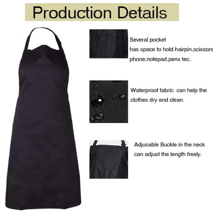 Custom Water-Proof Black Hair Salon Apron Made of Polyester-for Nail Salons Direct Factory Supply