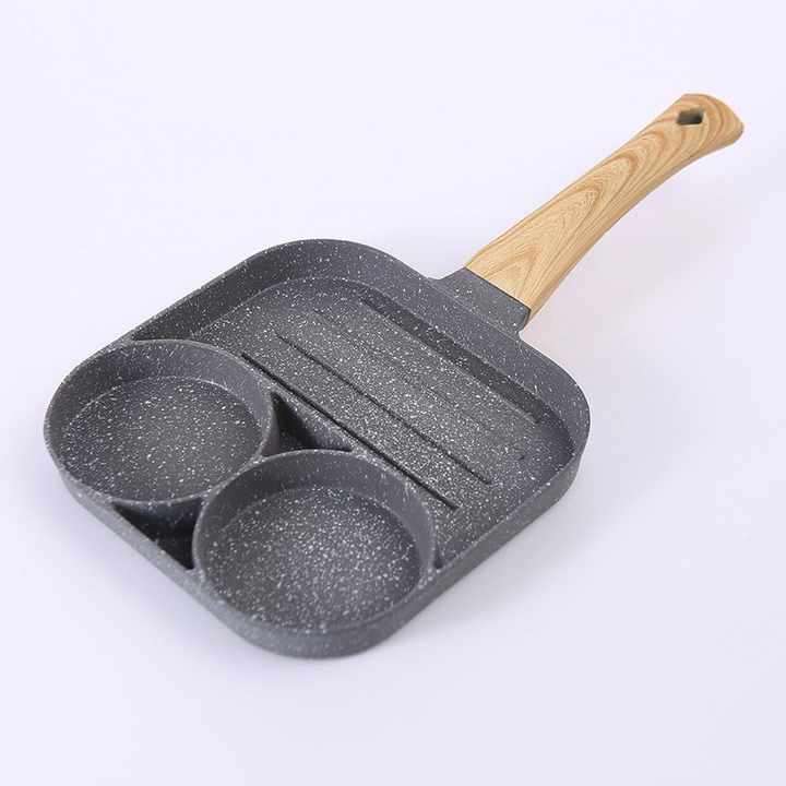 Nonstick Egg Frying Pan - 3 Section Square Grill Pan Divided Frying Pan for Breakfast