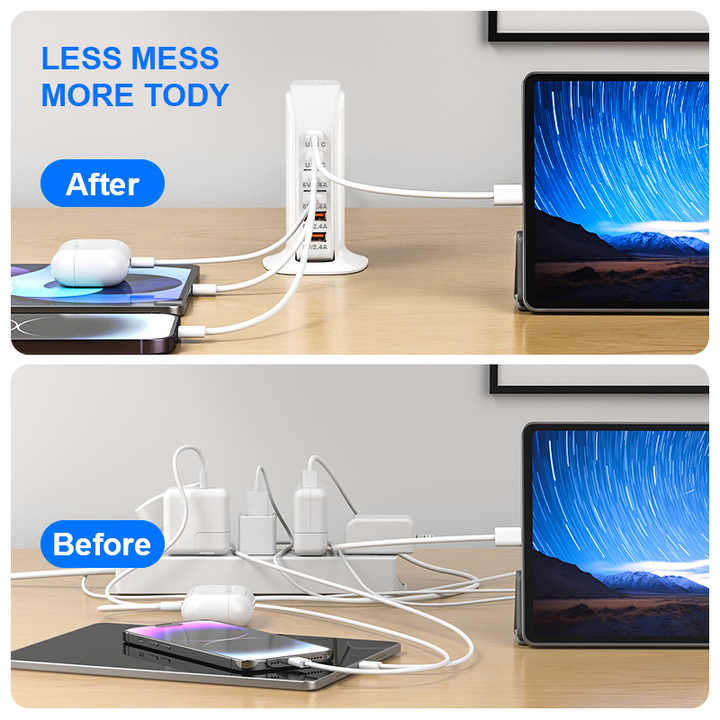 Multi Fast Sailboat Charger Office Laptop USB Multi-port Charging 4 USB 2 type-c Travel Adapter