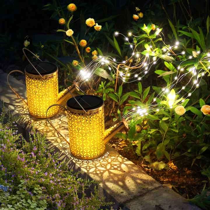 Watering Can Light With Hook Holder for Garden Outdoor Landscape Holiday Solar Garden Lights