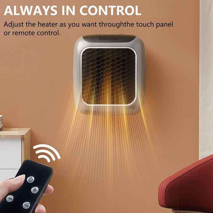Wall-Mounted Desktop Small Square Design Fast Heating PTC Durable Plastic Easy Handle Electric Fan H