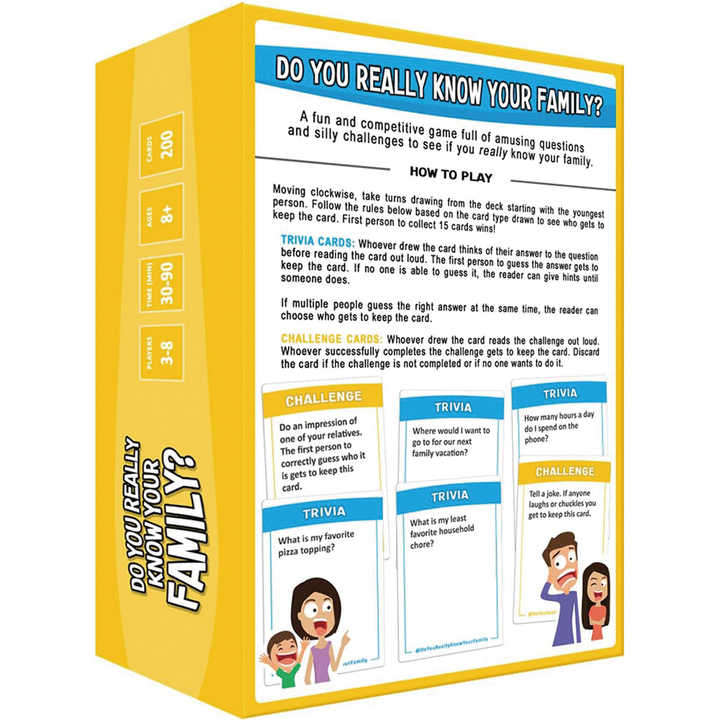 Family Game Filled with Conversation Starters and Challenges Do You Really Know Your Family Board Ca