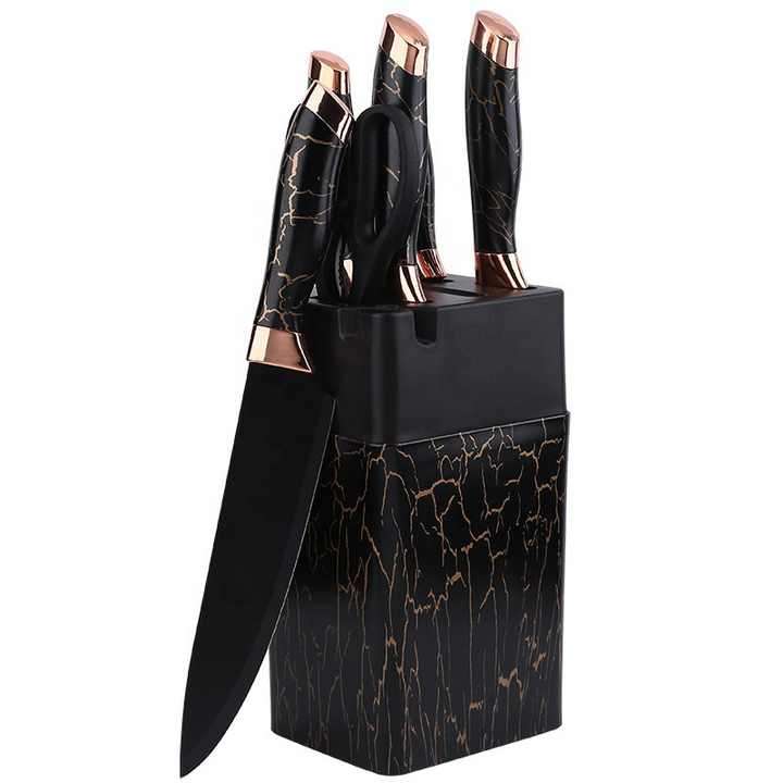 Marble Pattern Coated Handle Kitchen Knives Chinese Kitchen Knife Set