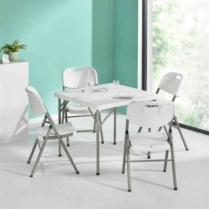4FT/5FT/6FT/8FT Foldable Picnic Table for Garden Banquet BBQ Events Folding HDPE White Tables