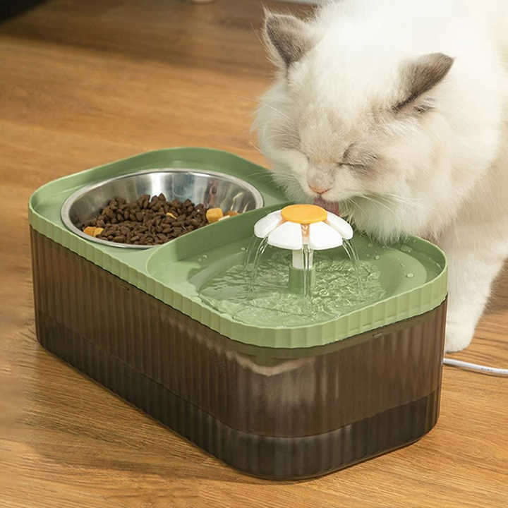 Cat Feeding Bowl Large Capacity Small Flower Water Dispenser Integrated Mobile Drinking Water Pet Su