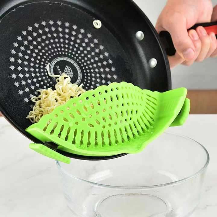 Adjustable Heat-Resistant Silicone Food Strainer Pasta Vegetables Noodles Food-Grade