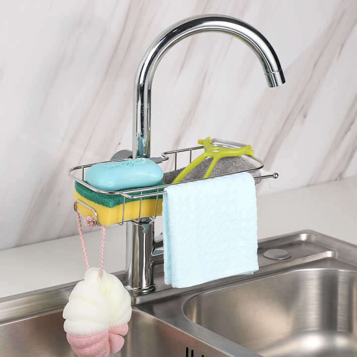 Stainless Steel Sponge Storage Bathroom Faucet Storage Rack Kitchen Faucet Storage Rack