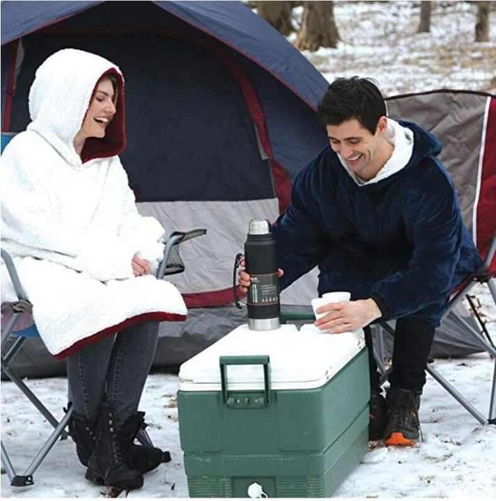 Winter Hooded TV Blankets Fleece Sherpa Super Soft Warm Outdoor Pocket Hoodie Adult Blanket With Sle