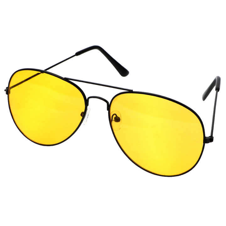 Car Drivers Alloy Night Vision Sunglasses Yellow Lens Anti-glare Night Driving Glasses