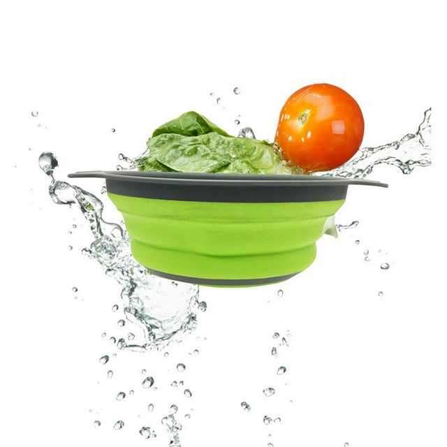 BPA Free Heat Resistant Drainer Steam Basket Kitchen Collapsible Colander with Handle